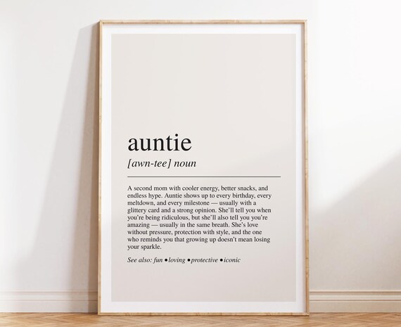 Auntie Dictionary Definition Word Art Family Love Gift Poster