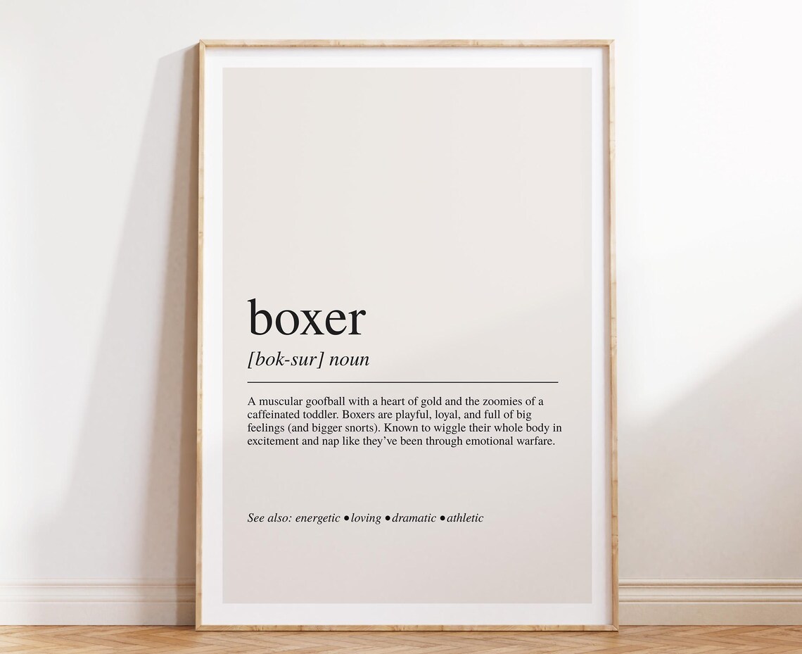 Boxer Dog Definition Art Print, Dog Lover Wall