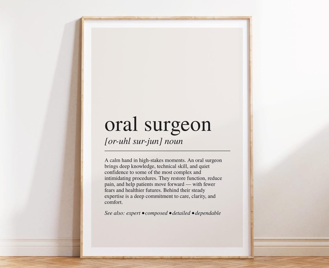 Oral Surgeon Dictionary Definition Dental Career Gift Poster