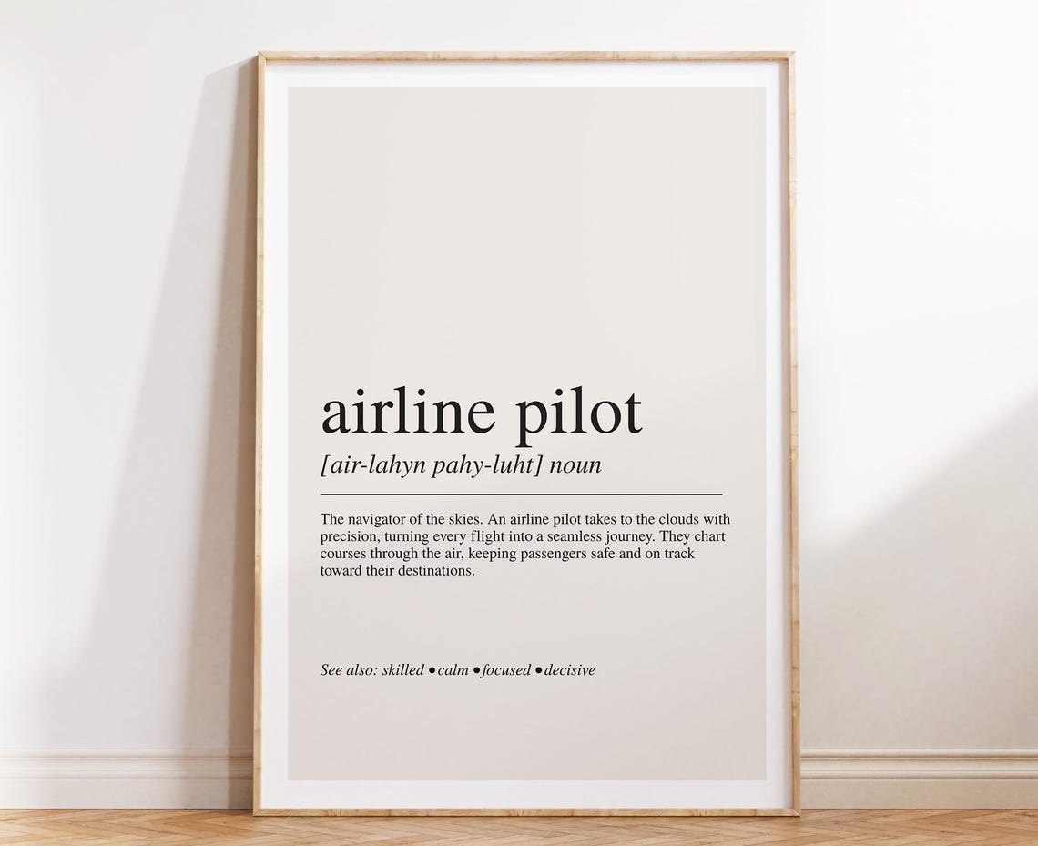 Airline Pilot Definition Poster Aviation Career Gift For Proud Pilots