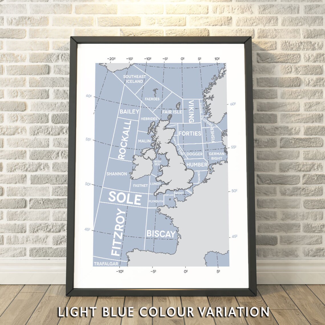 Shipping Forecast Regions Light Blue Travel Poster