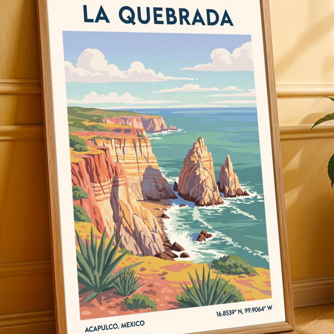 Dramatic La Quebrada Acapulco Mexico Red Cliffs Coast Poster