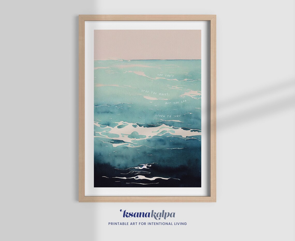 Learn To Surf Watercolor Therapist Office Art Print