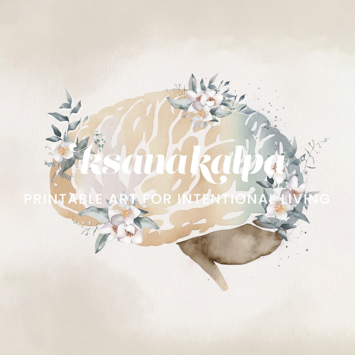 Floral Brain Watercolor Anatomical Art Botanical Study Poster - Image 3