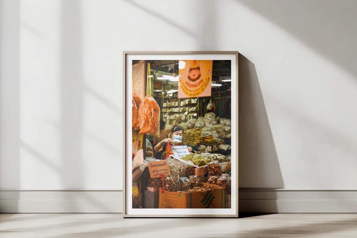 Bangkok Street Market Vendor Portrait Thailand Travel Photo Poster