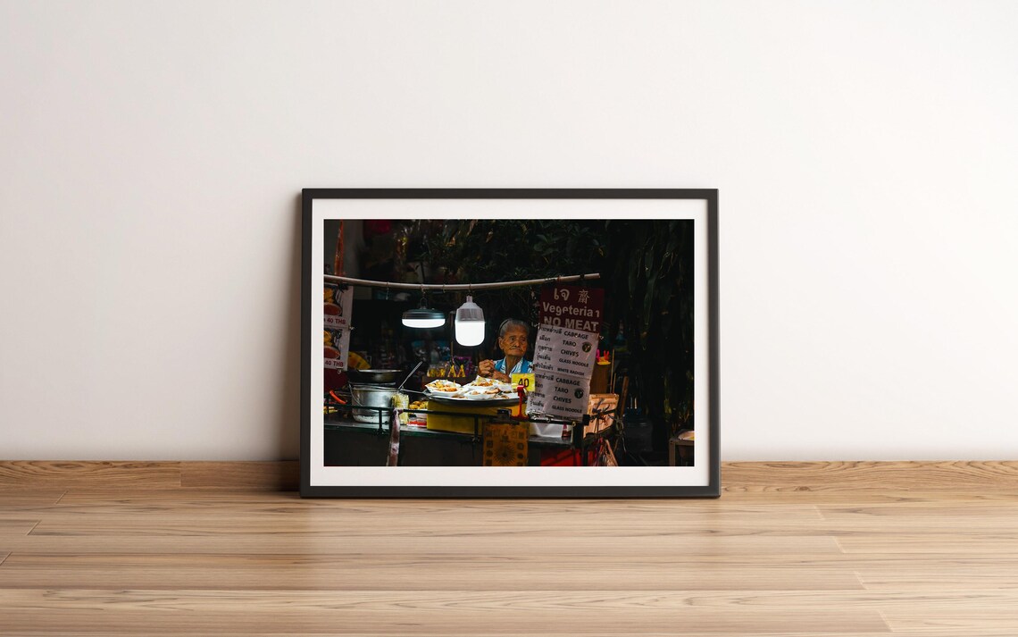 Night Market Vegetarian Food Stall Street Vendor Night Poster