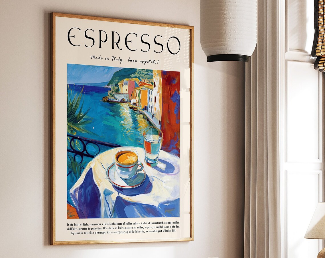 Coffee Poster Espresso Print Food Poster Kitchen Decor Italian Coffee Art Retro Coffee Art Vintage Food Art Food And Drink Poster