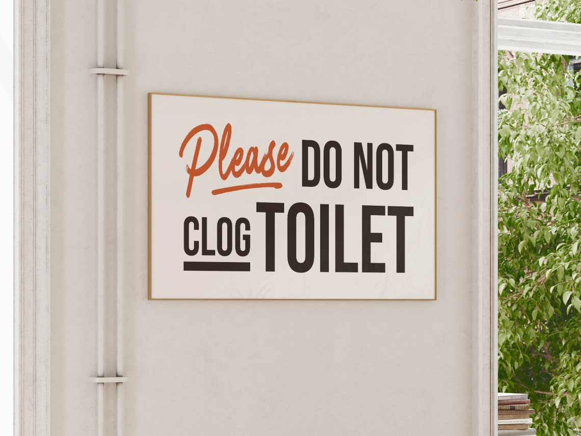 Please Do Not Clog The Toilet Funny Retro Bathroom Rules Sign Poster