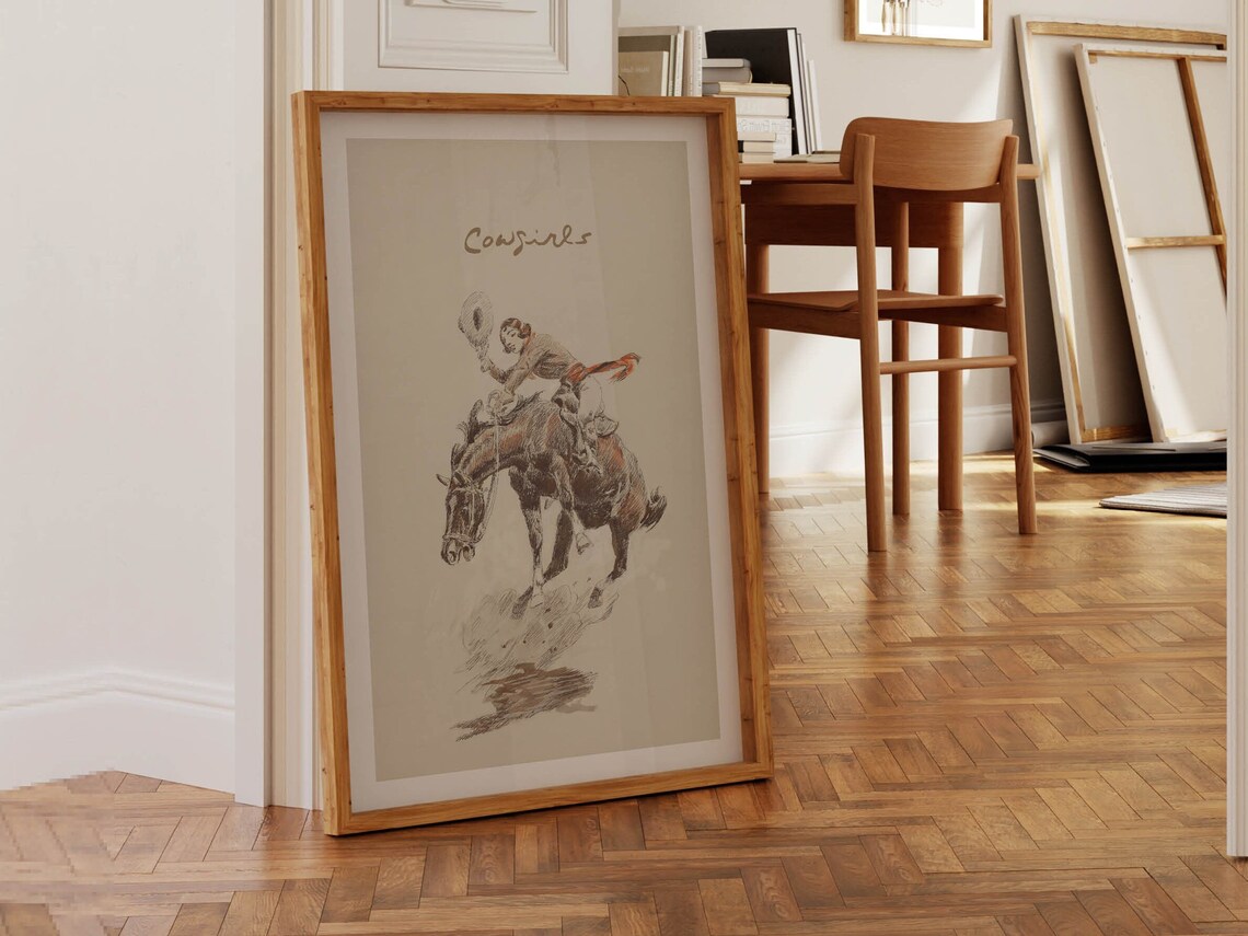 Vintage Bathroom Cowgirl Art Print, Western Decor - Image 2