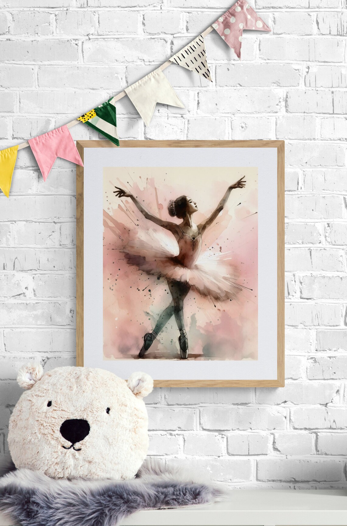 Pink Tutu Ballerina Watercolor Dance Art Little Girls Room Poster - Image 4