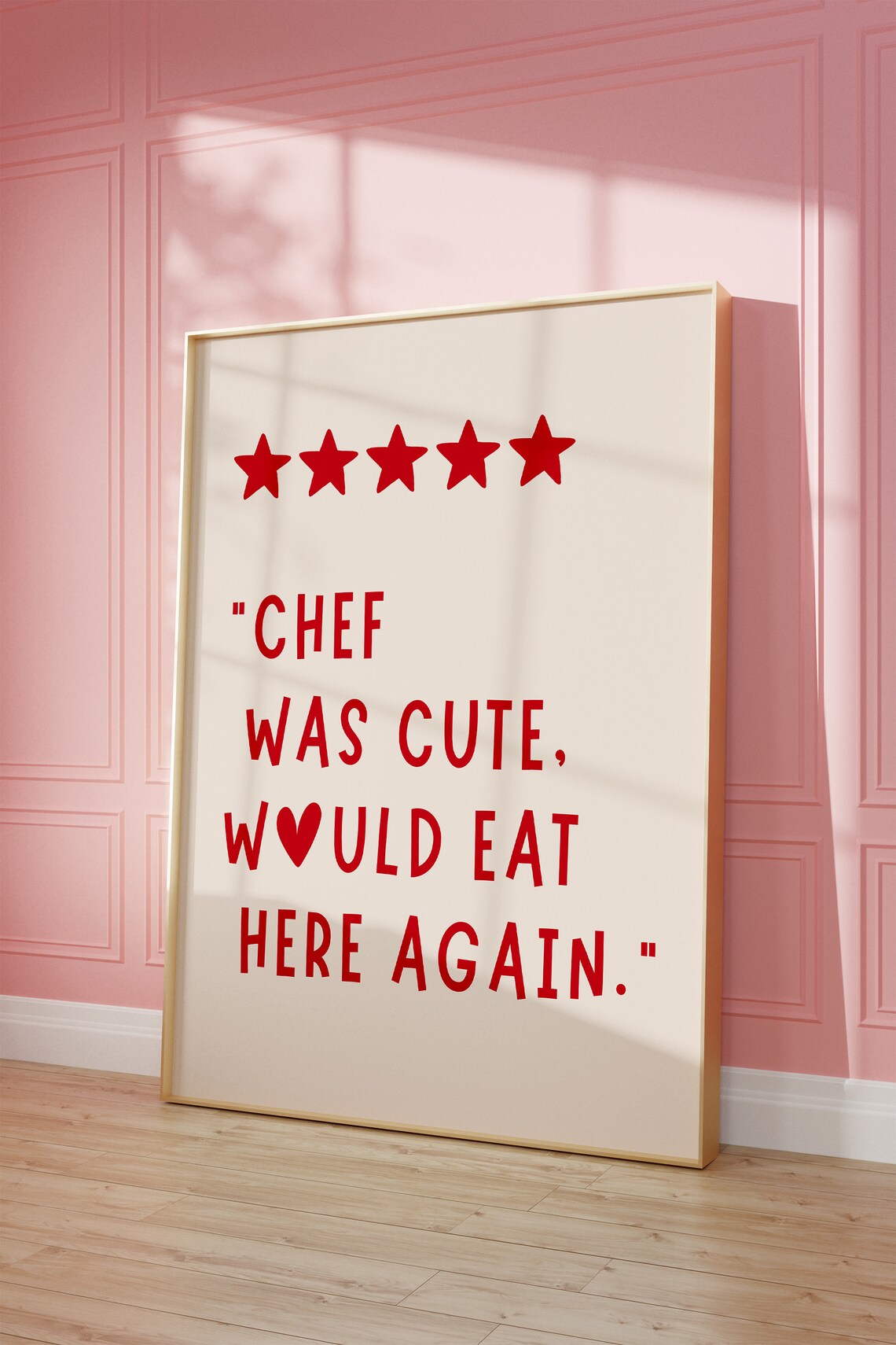 Chef Was Cute Minimalist Heart Kitchen Wall Art - Image 3