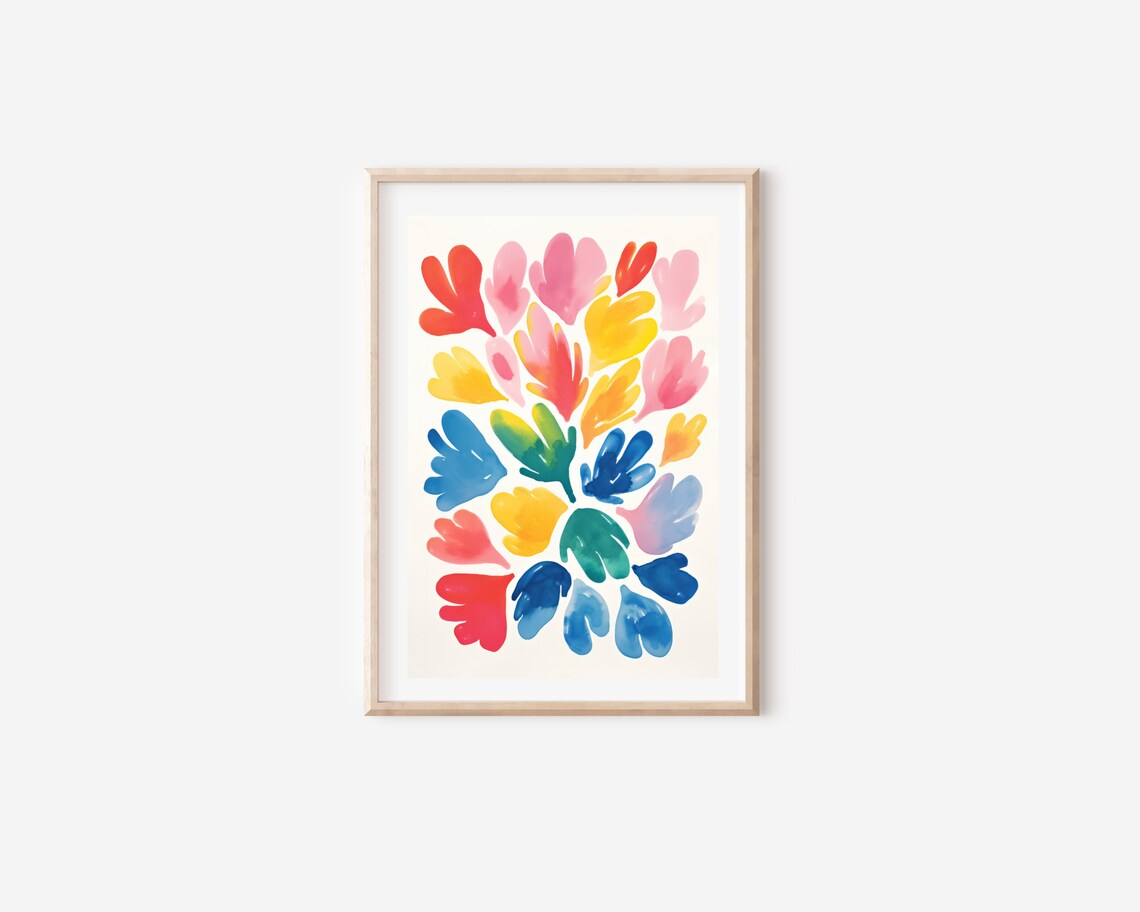 Matisse Inspired Colorful Paper Cut Out Leaves Botanical Art Print - Image 5