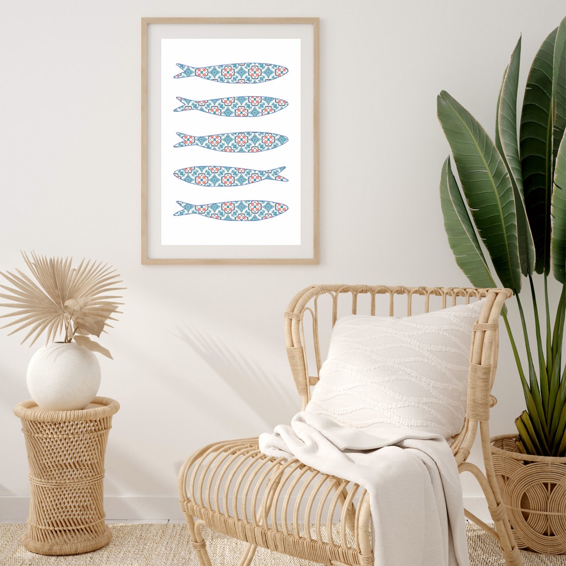 Portugal Sardine Tile Boho Mediterranean Art Print - Image 3
