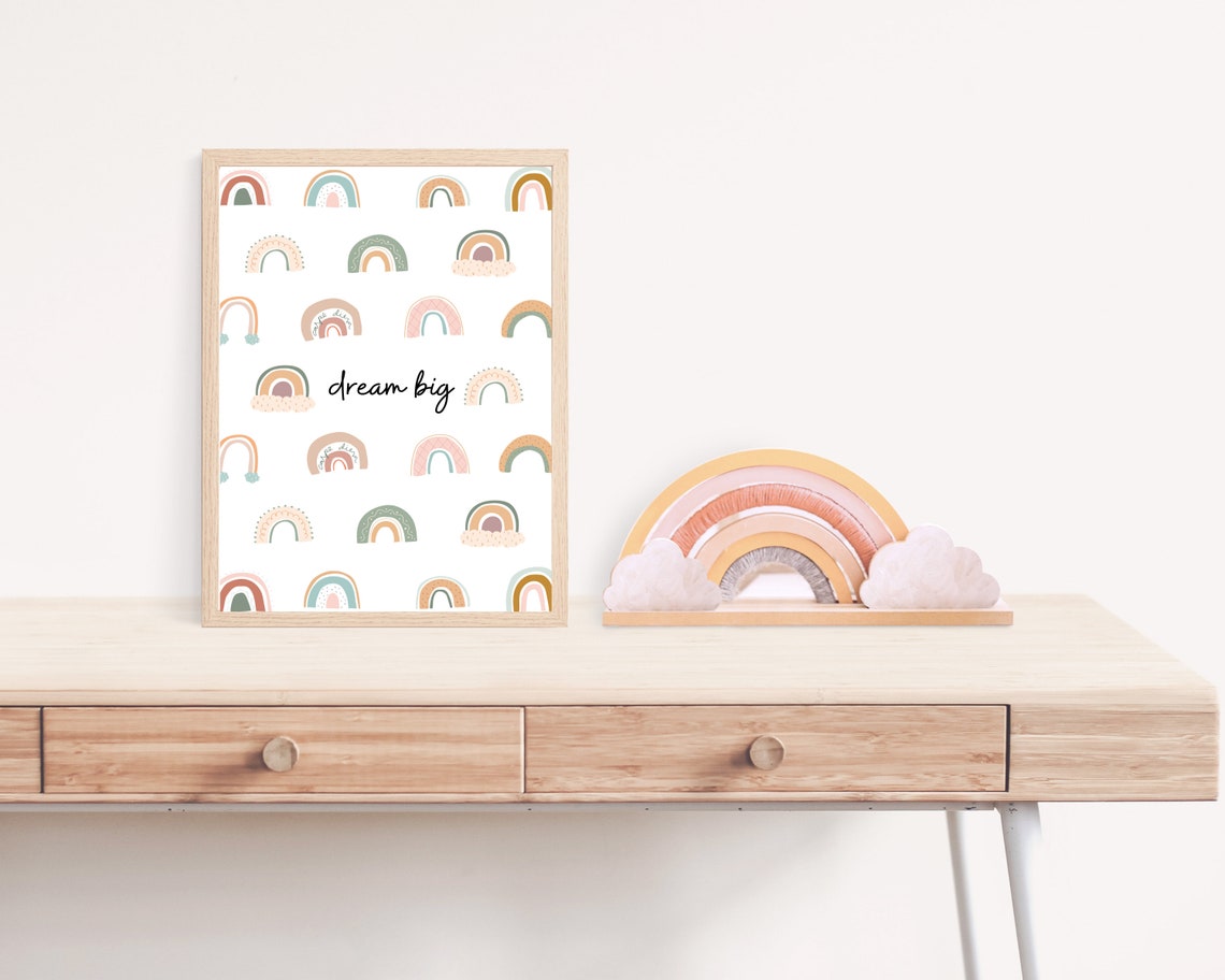 Boho Dream Big Rainbow, Nursery Wall Art Print - Image 3