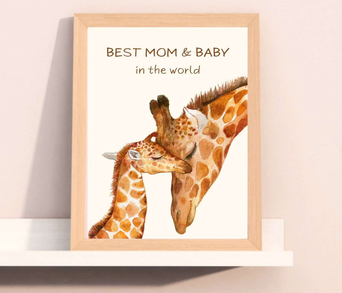 Best Mom and Baby Giraffe Cuddle Loving Quote Nursery Decor Poster - Image 3