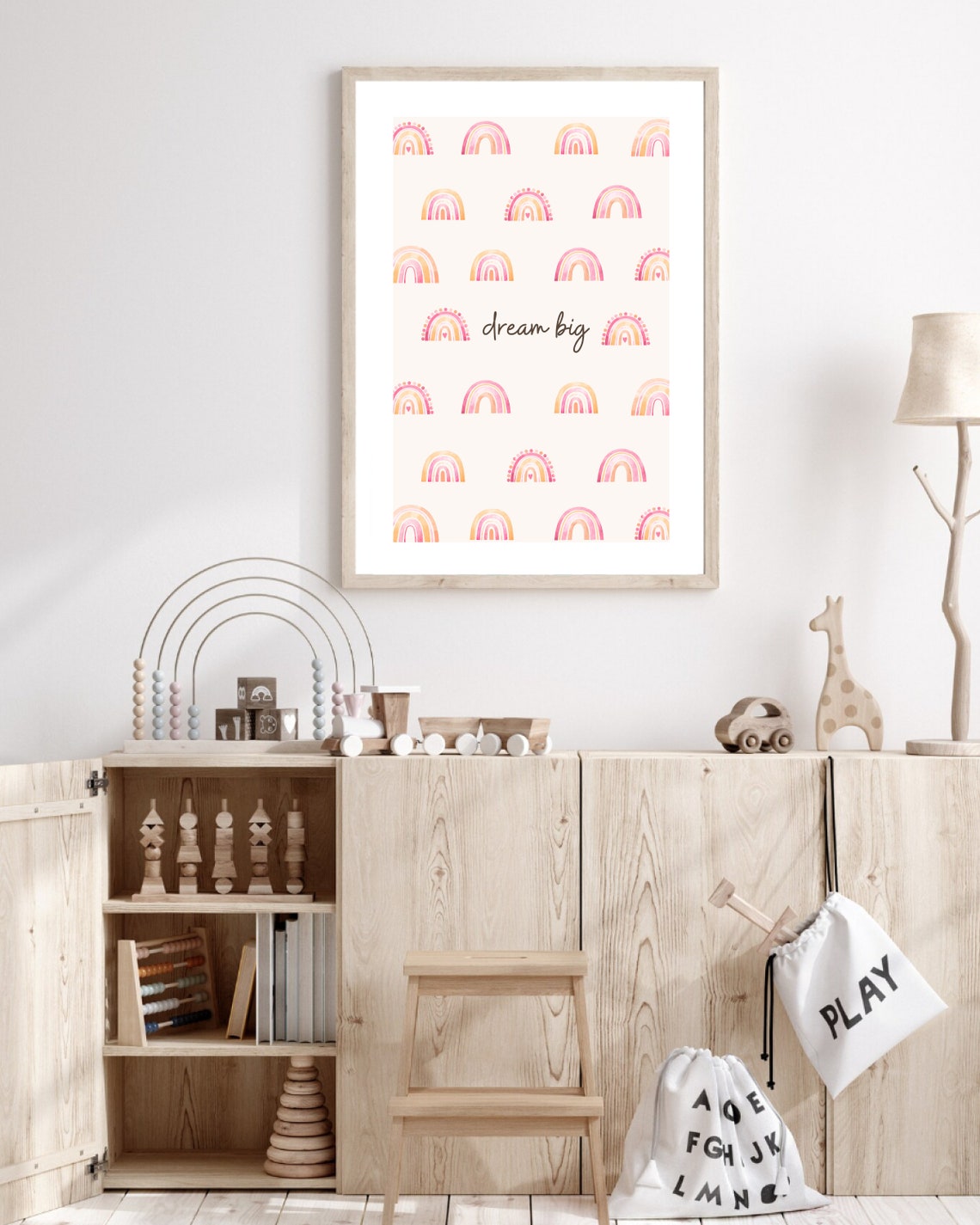 Boho Dream Big Baby Girl Nursery Rainbow Art Print - Image 3