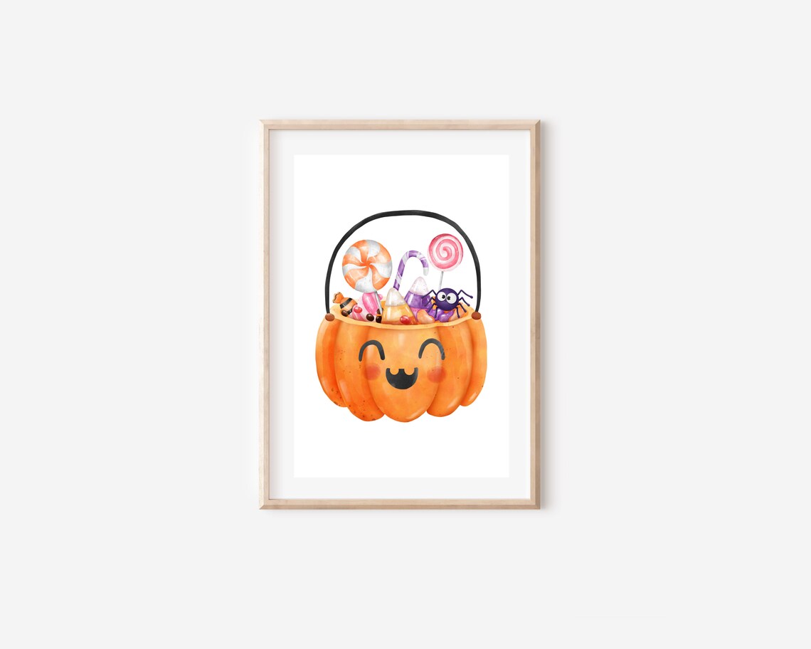 Cute Halloween Pumpkin Candy Basket Smiling Jack-O-Lantern Wall Art - Image 4