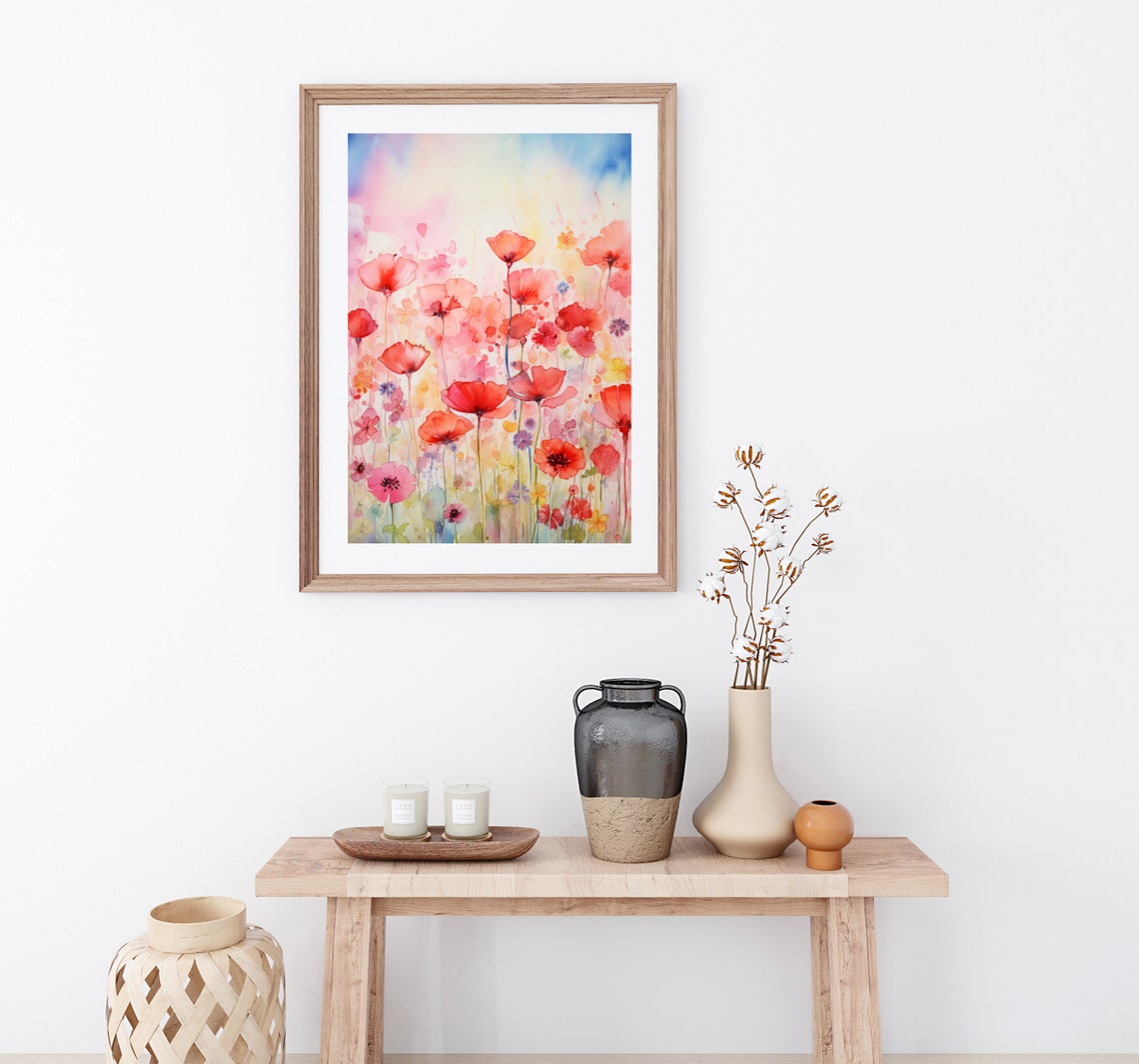 Watercolor Red Poppies Art Print, Botanical Wall Art - Image 4