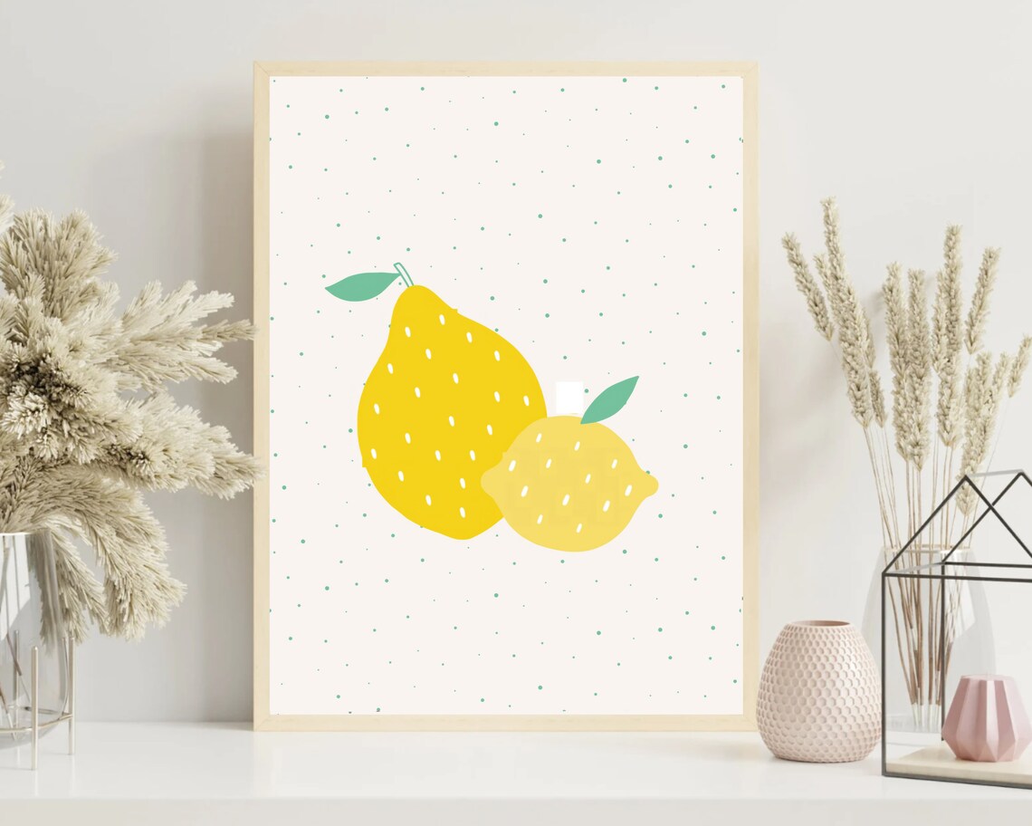Boho Lemon Nursery Art Print, Mid-Century Fruit - Image 4
