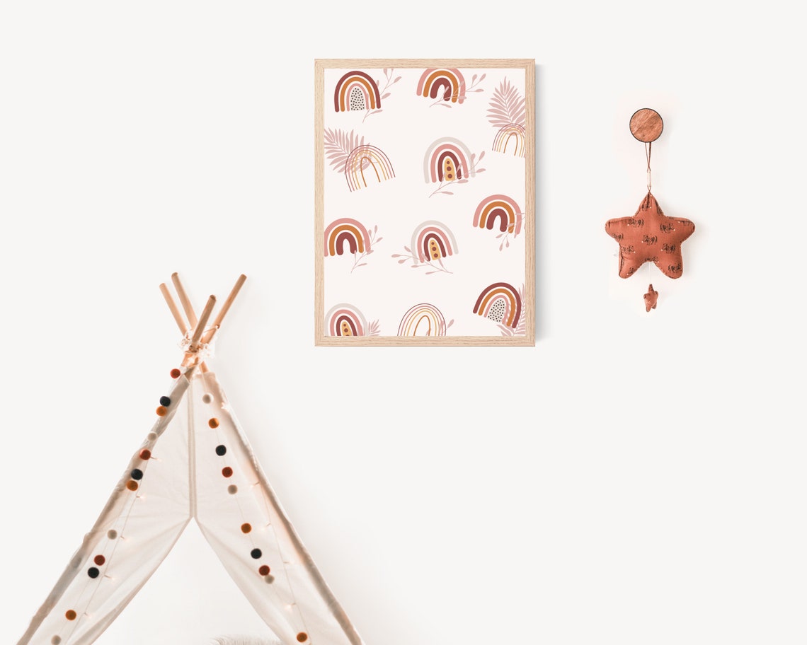 Boho Pastel Pink Rainbows Art Print, Nursery Decor - Image 3