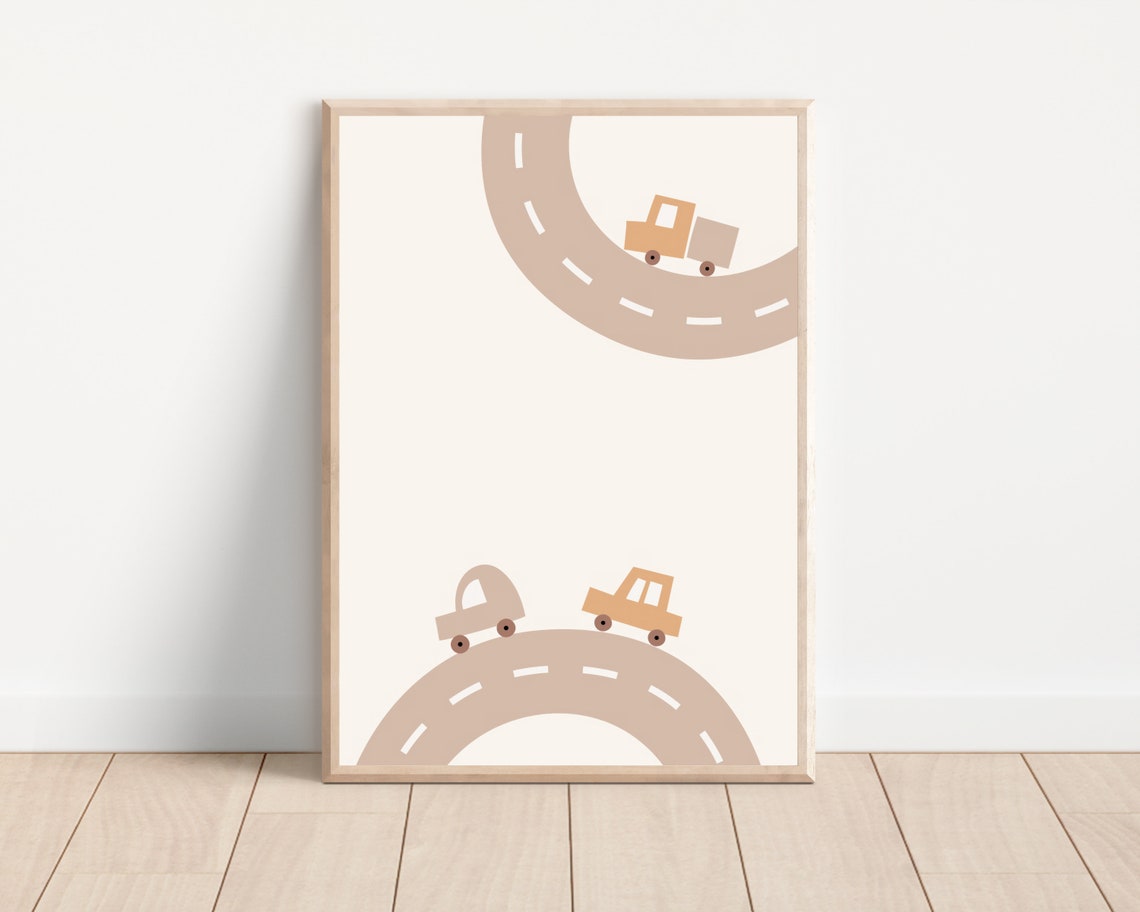 Boho Roads and Cars Nursery Transportation Art Print
