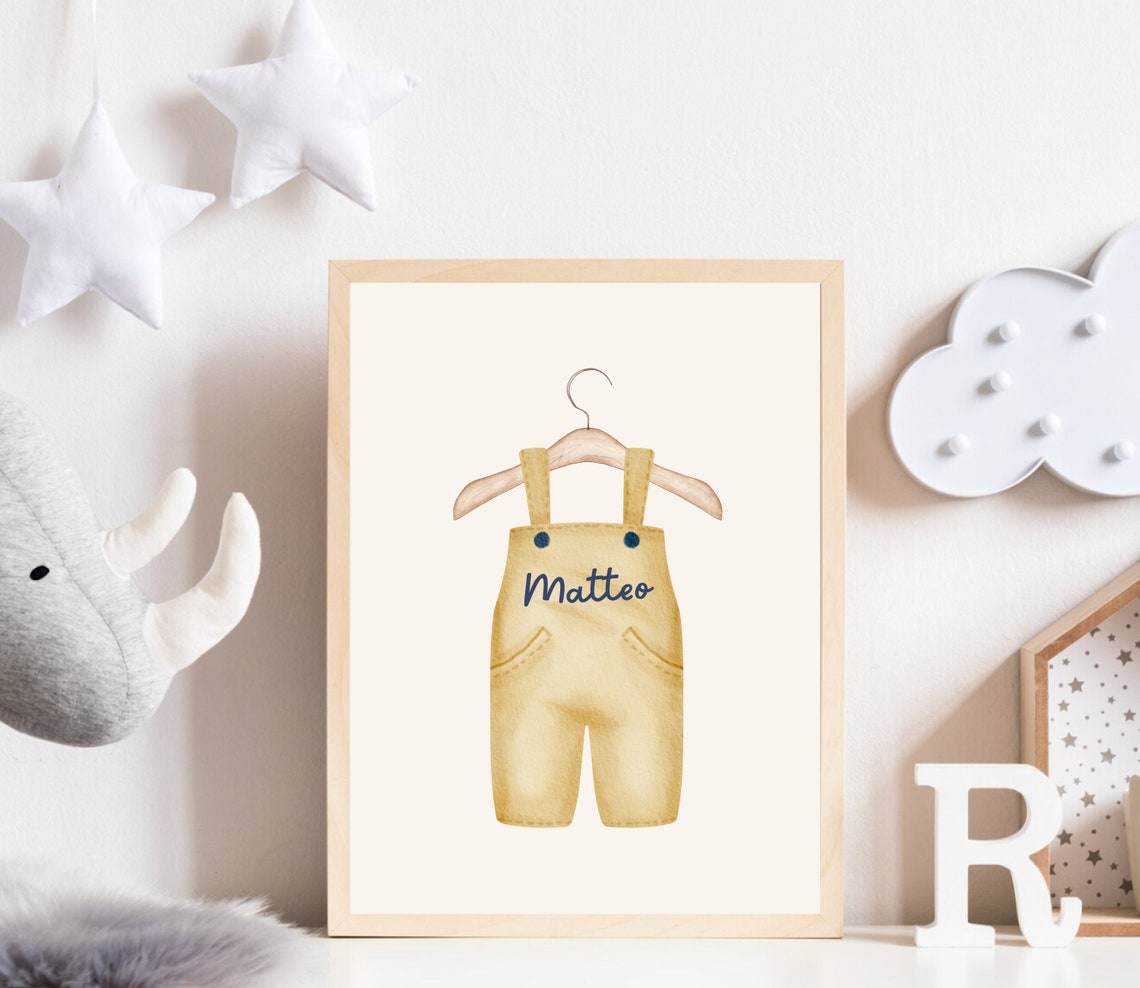 Boho Watercolor Personalized Name Sign Nursery Art Print - Image 2