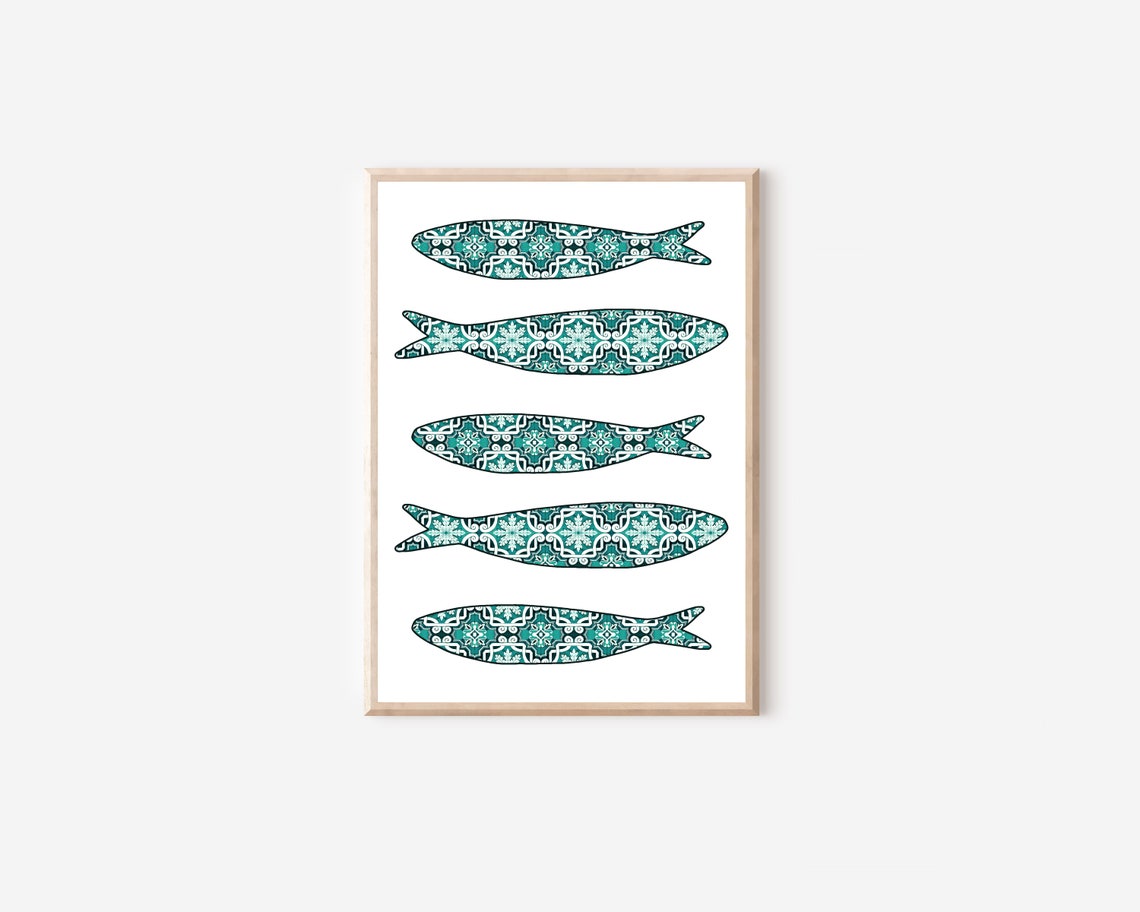 Portuguese Green Sardine Azulejo Art Print - Image 5