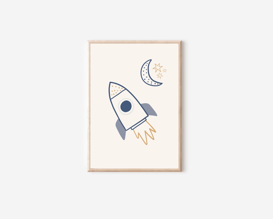 Rocket Ship Outer Space Nursery Art Print - Image 4