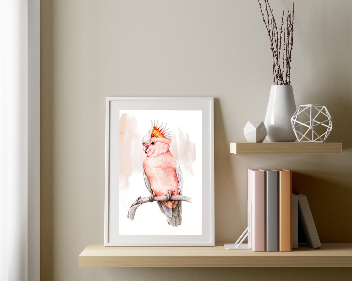 Watercolor Cockatoo Print Pink Cockatoo Art Print Cockatoo Bird Wall Art Tropical Bird Art Print Cockatoo Illustration - Image 3