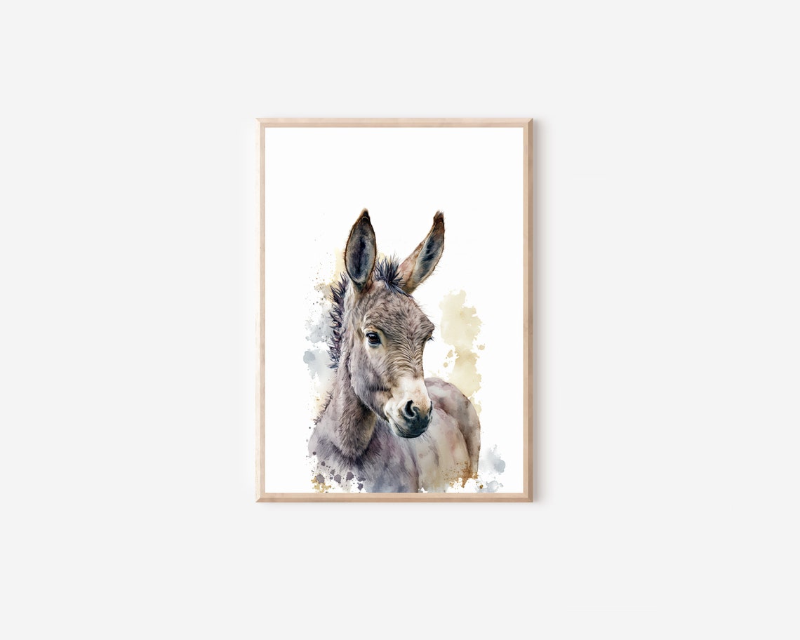 Watercolor Donkey Print Donkey Watercolor Wall Art Original Donkey Painting Watercolor Donkey Art Cute Donkey Wall Art Farm Animal Print - Image 4