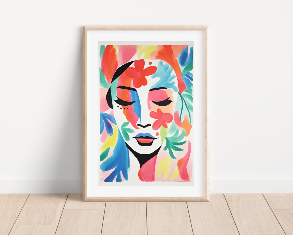 Matisse Inspired Abstract Lady Portrait, Modern Art