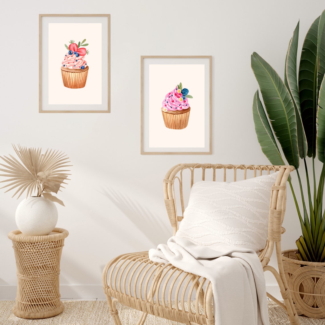 Watercolor Cupcake Art Print, Nursery Kitchen Decor - Image 2
