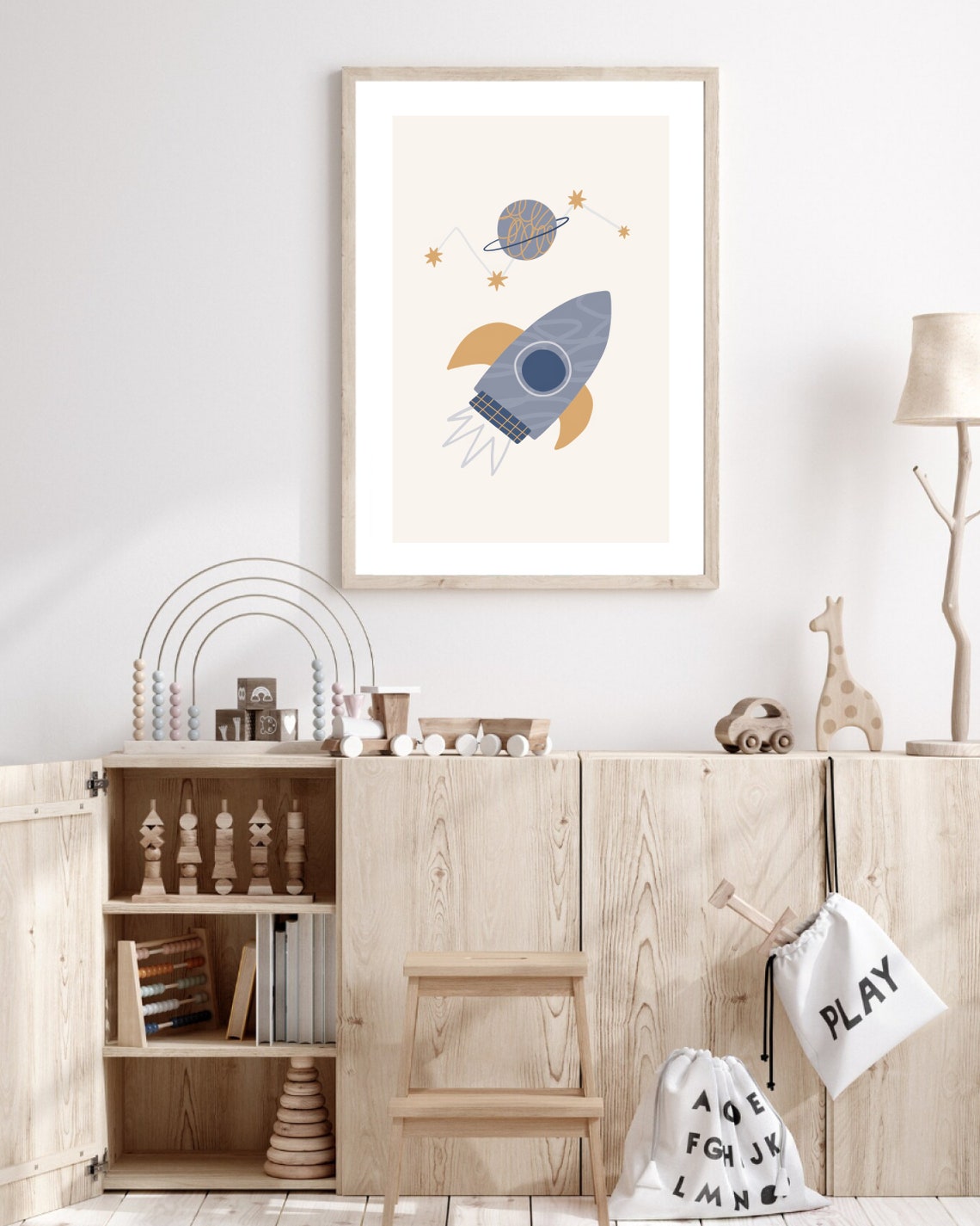 Outer Space Rocket Ship Nursery Art Print - Image 3