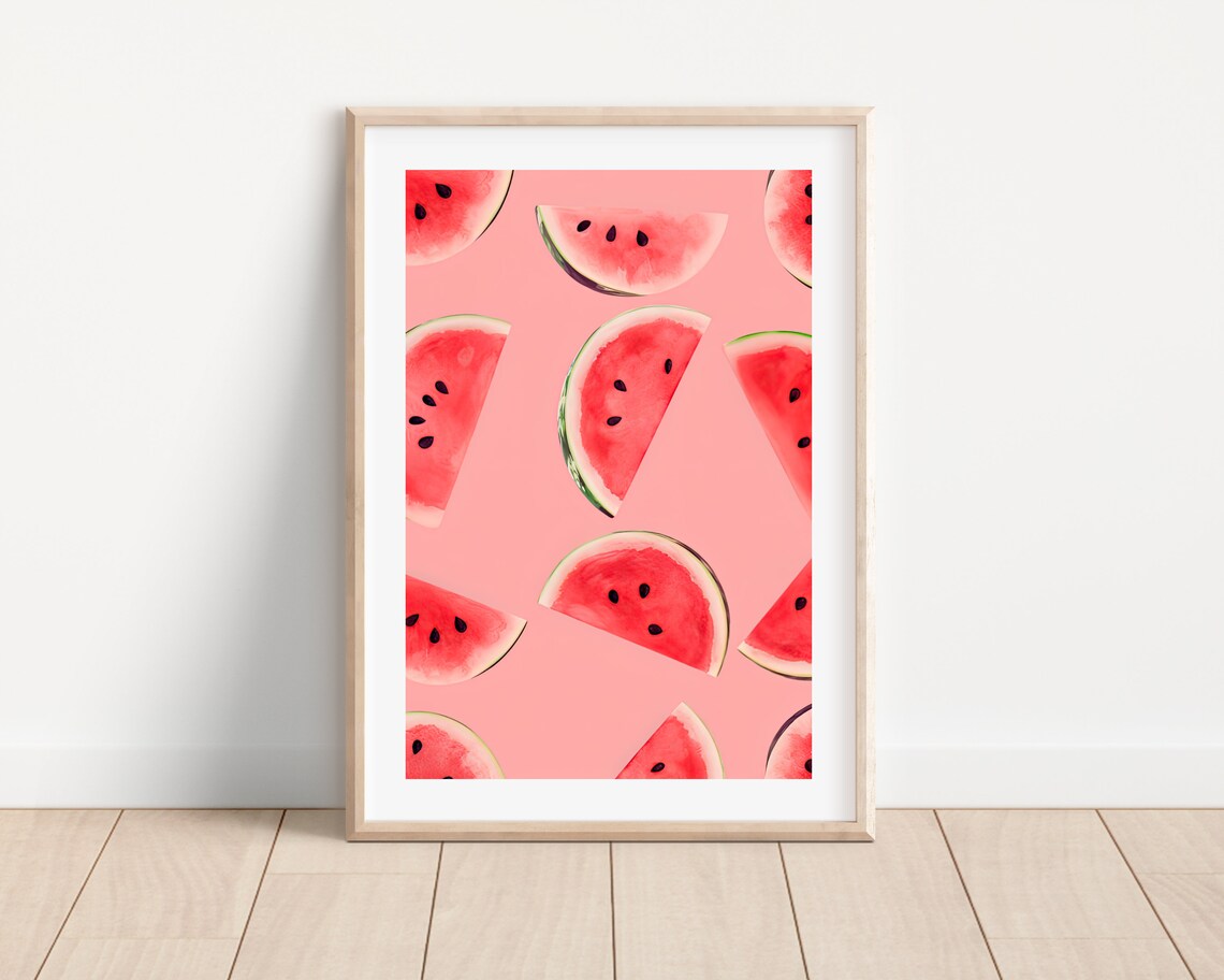 Watermelon Watercolor Art Print, Kitchen Wall Decor