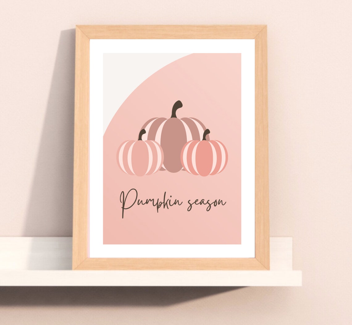 Boho Pink Pumpkin Season Art Print, Autumn Decor - Image 3