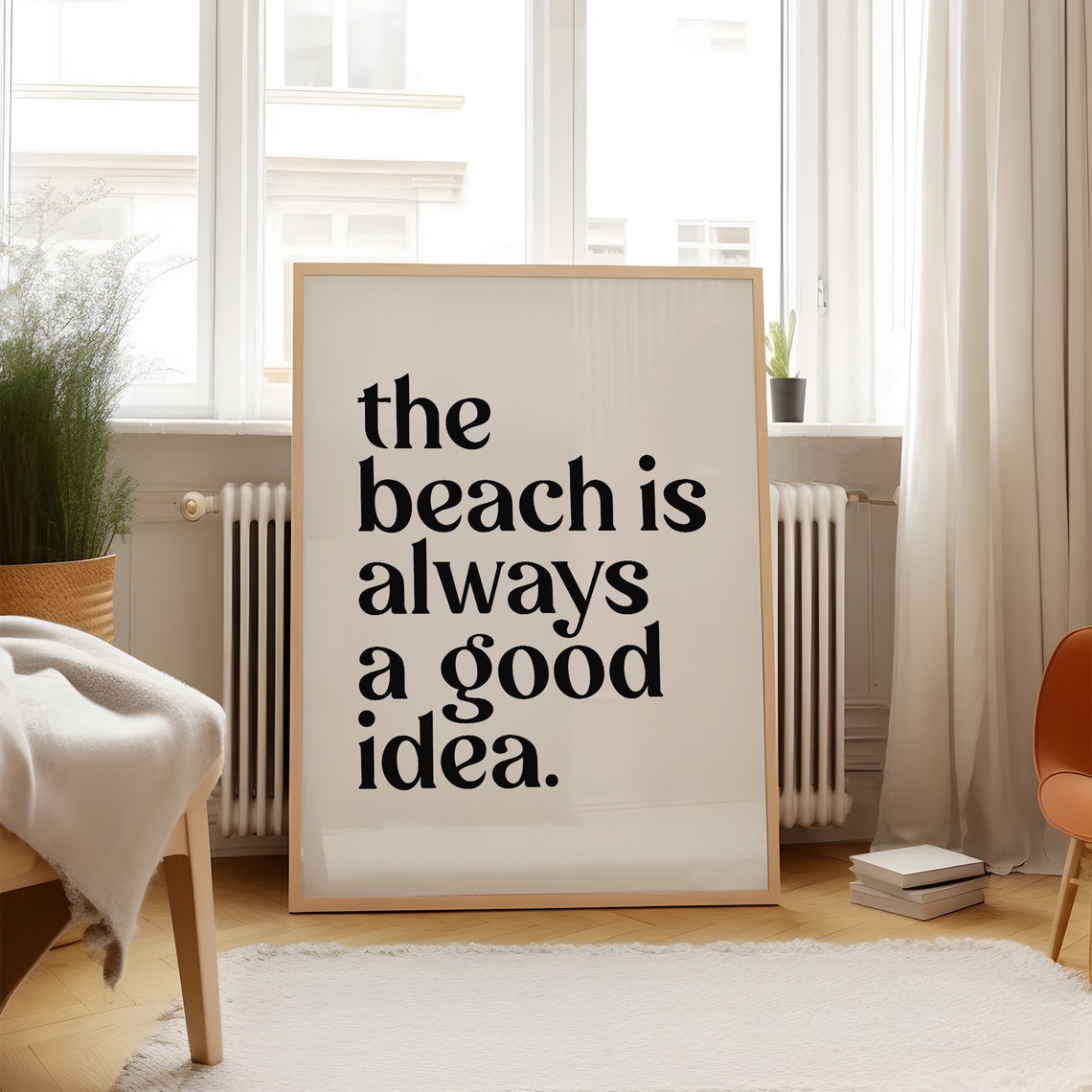 The Beach Is Always A Good Idea Minimalist Coastal Quote Poster - Image 3