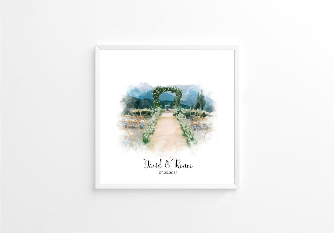 Custom Watercolor Castle Wedding Venue Portrait Personalized Poster - Image 3