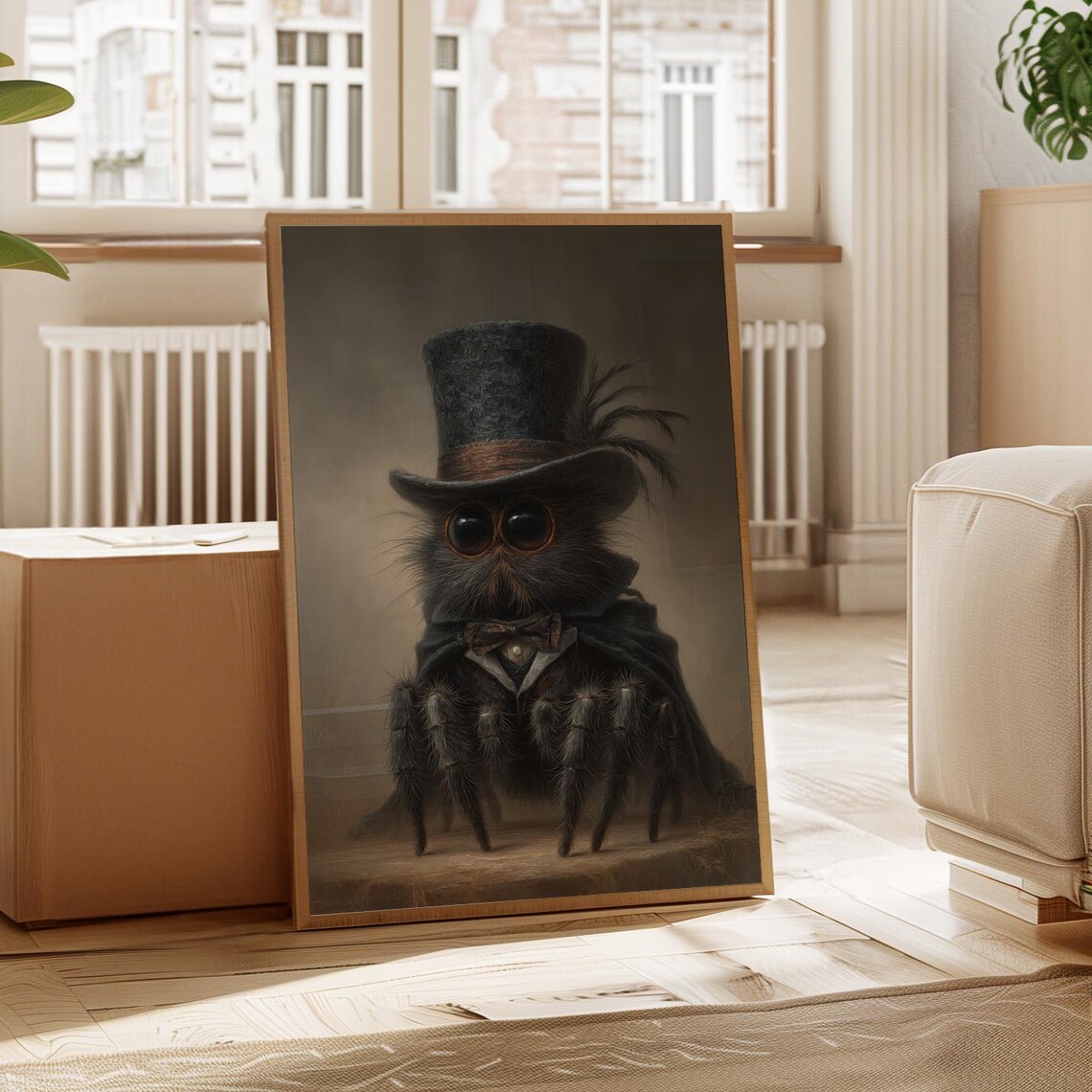 Victorian Spider Portrait, Top Hat And Suit Art Print