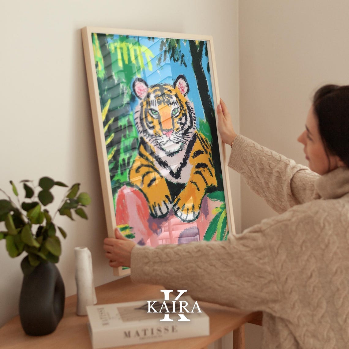 Tiger Cub Portrait Prowling Among Green Jungle Leaves Poster - Image 2