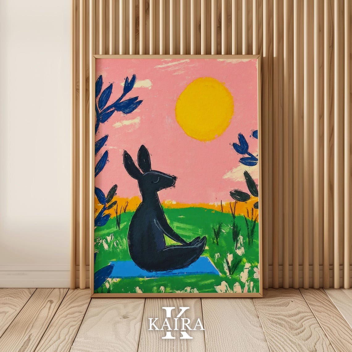 Meditating Rabbit Silhouette Under a Dreamy Pink Sunset Poster - Image 4