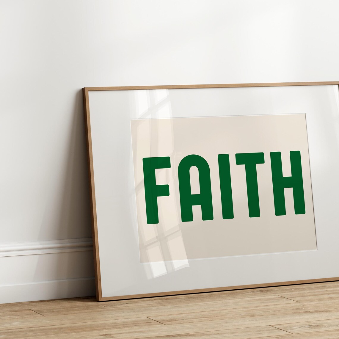 Faith Bold Green Letters Minimalist Christian Typography Poster