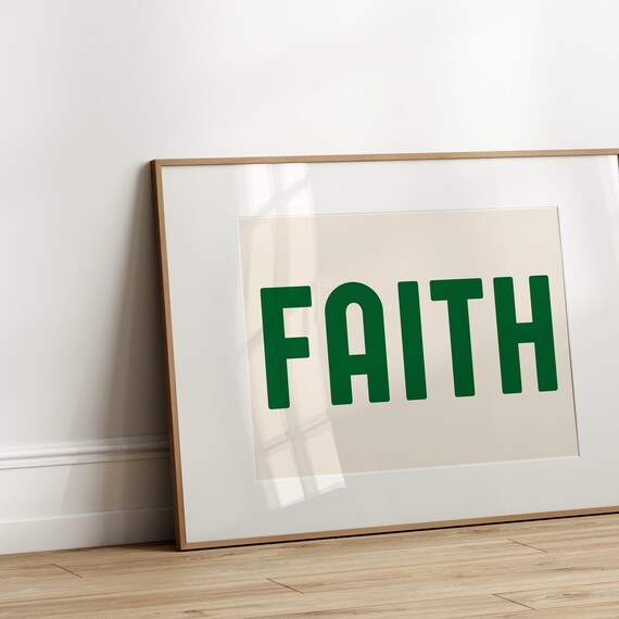 Faith Bold Green Letters Minimalist Christian Typography Poster