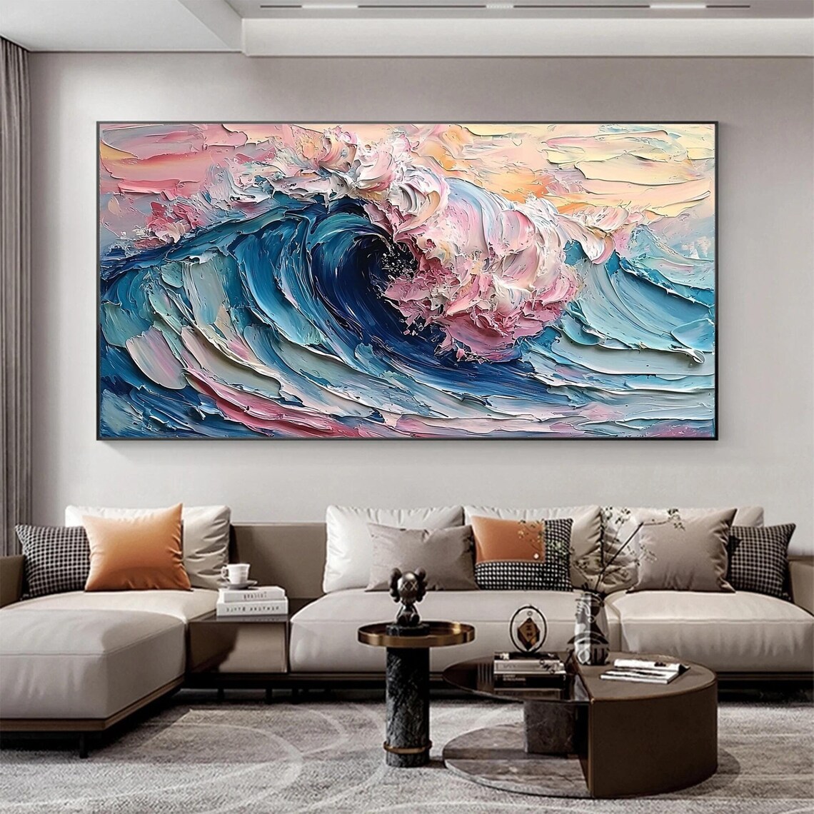 Textured Colorful Wave Seascape Oil Painting Art Print