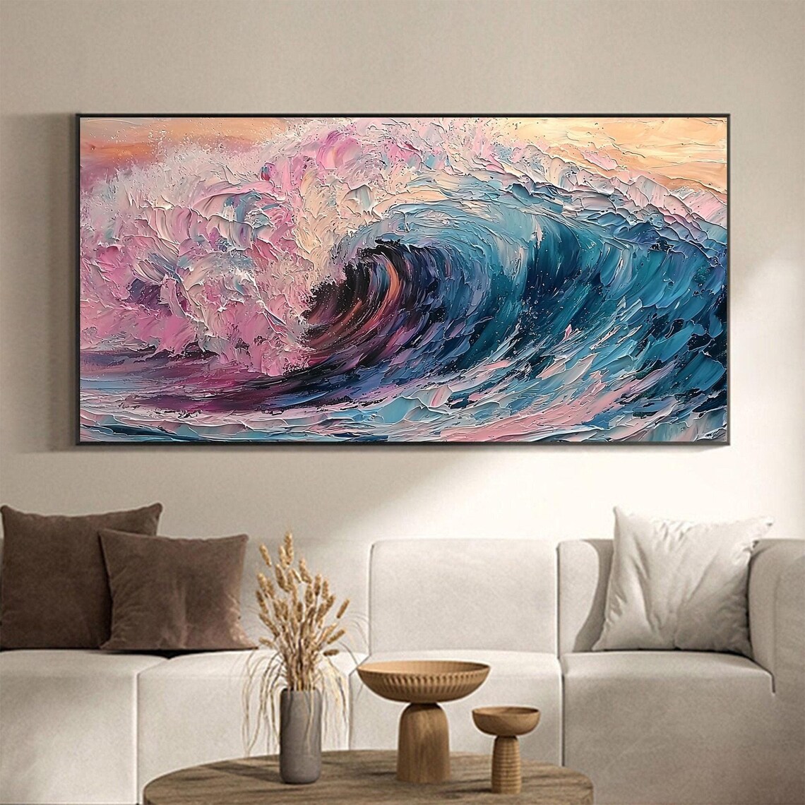 Ocean Wave Oil-Painting-Style Art Print, Coastal Decor