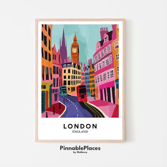 London Travel Poster Big Ben Eye Pastel Cityscape File