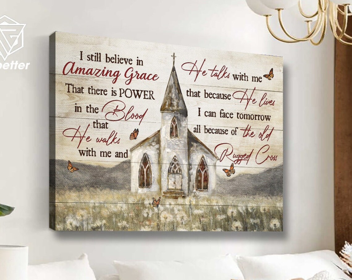 Amazing Grace Church Vintage Farmhouse Art Print - Image 5