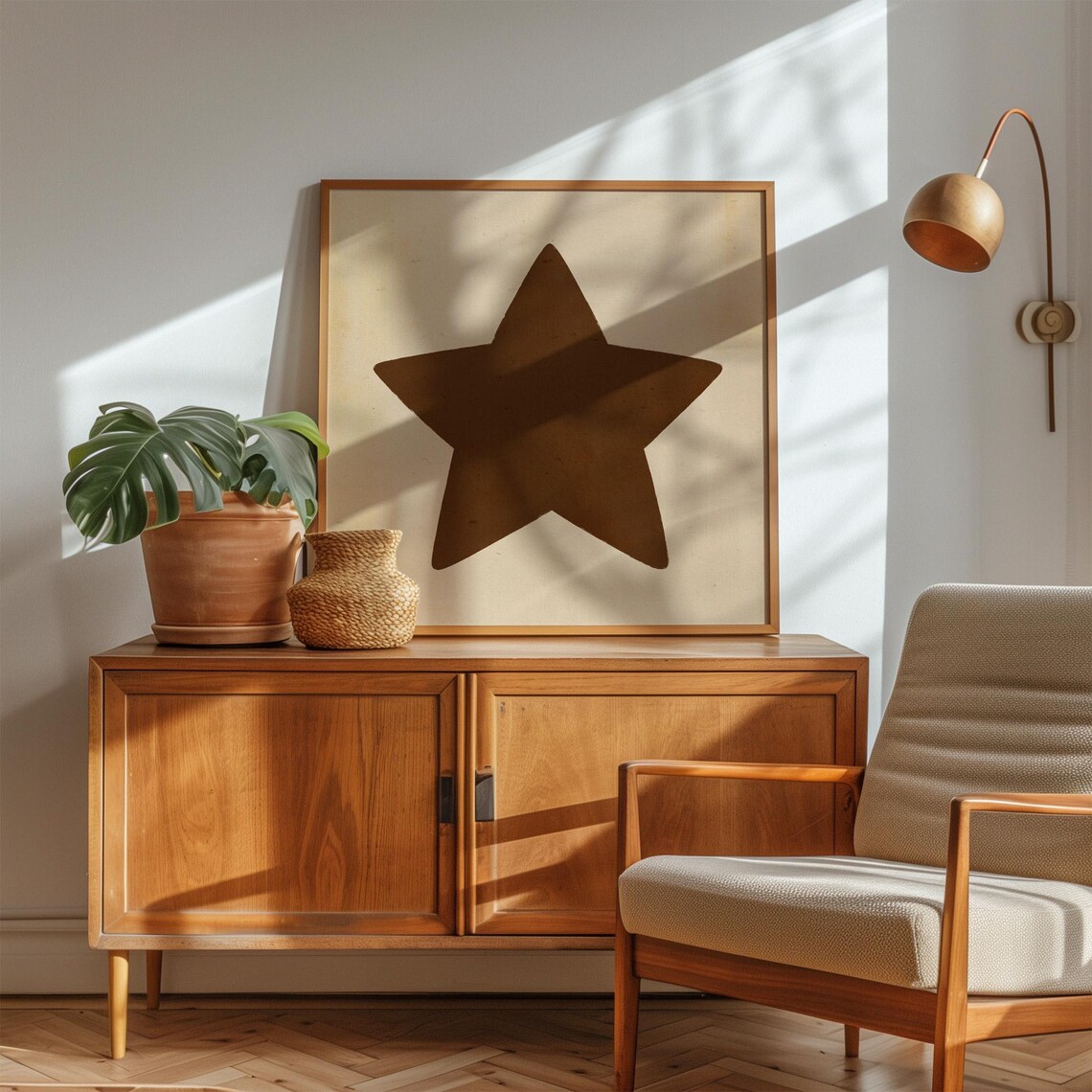 Brown Star Retro Western Hand-Drawn Art Print - Image 2
