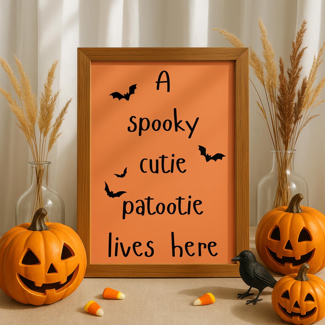 A Spooky Cutie Patootie Lives Here Bats Halloween Quote Poster
