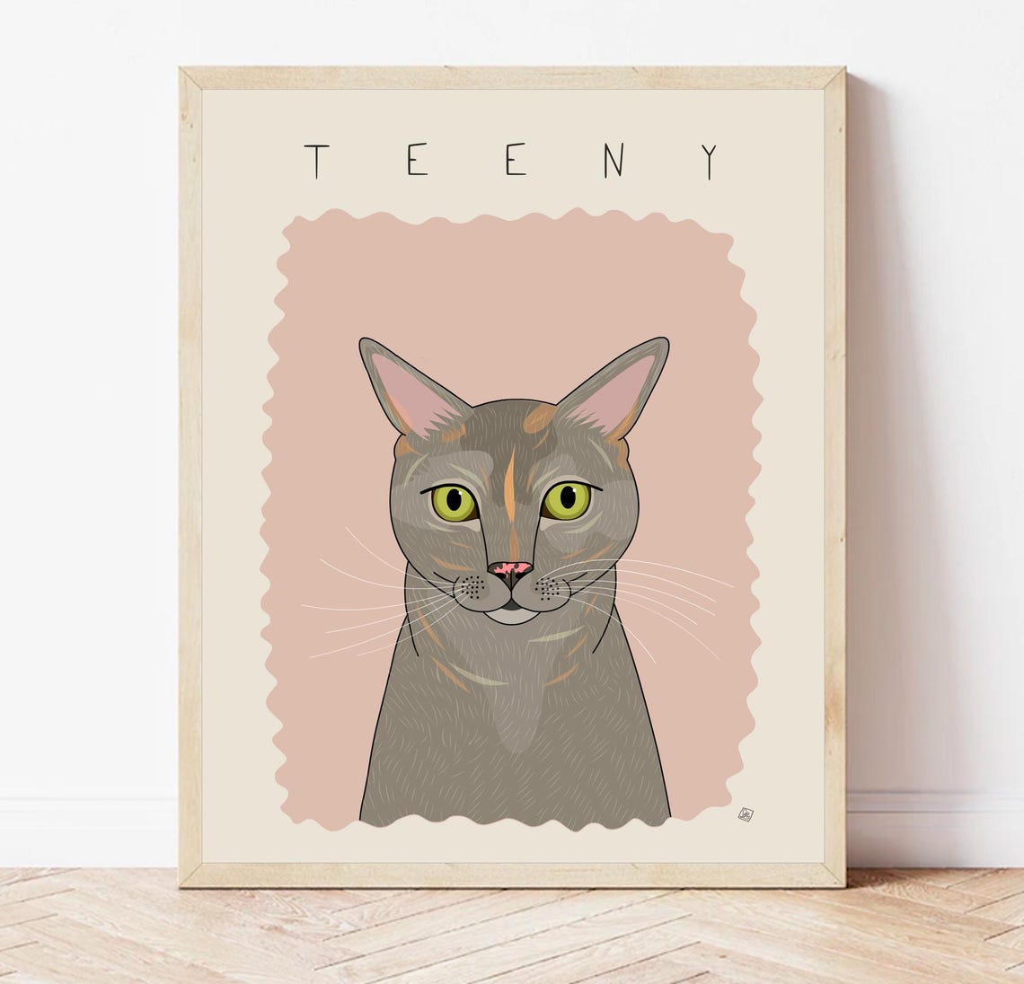 Boomer Brown Tabby and White Cat Gold Eyes Named Portrait Poster - Image 3