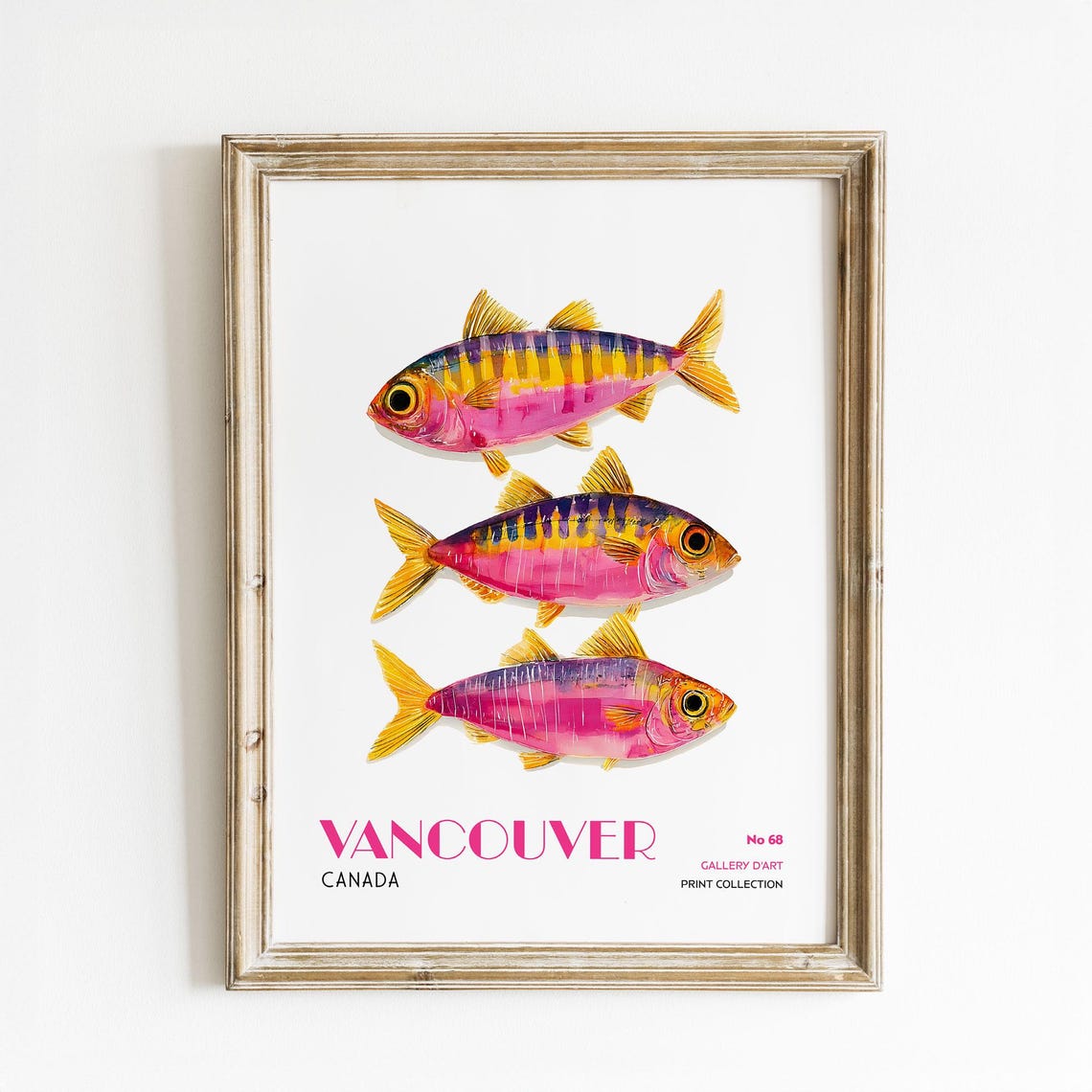 Vancouver Canada Colorful Tropical Fish Watercolor Gallery Art Poster
